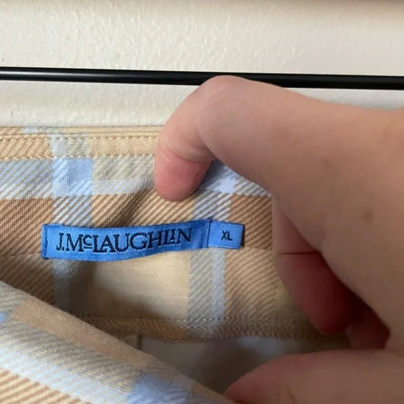 J. McLaughlin Tan and White Plaid Cropped Rylie Pants Size XL - Picture 6 of 10